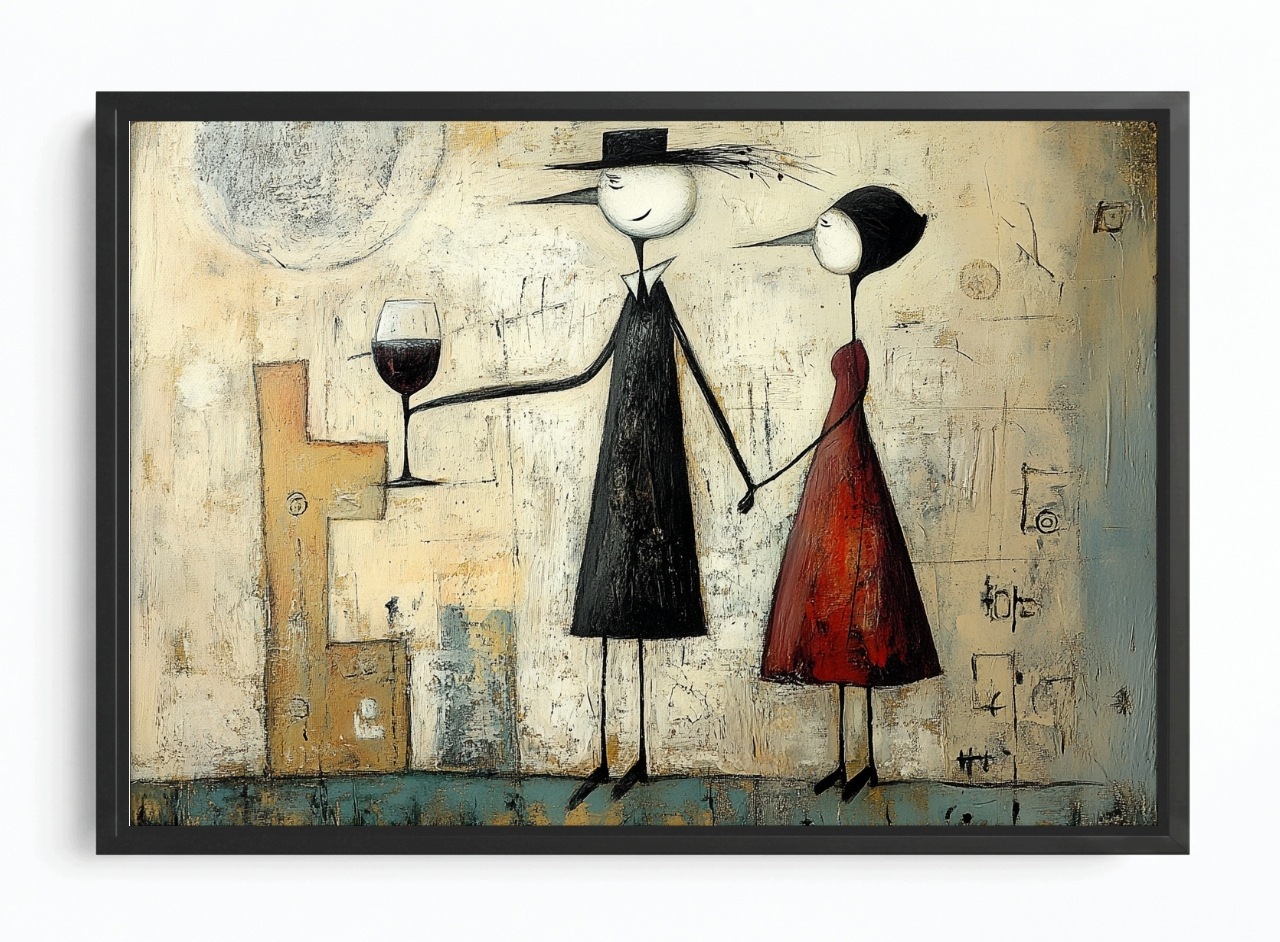 Obraz Rám Americký Box Romantický Pár Víno Abstrakce Elegance 60x40