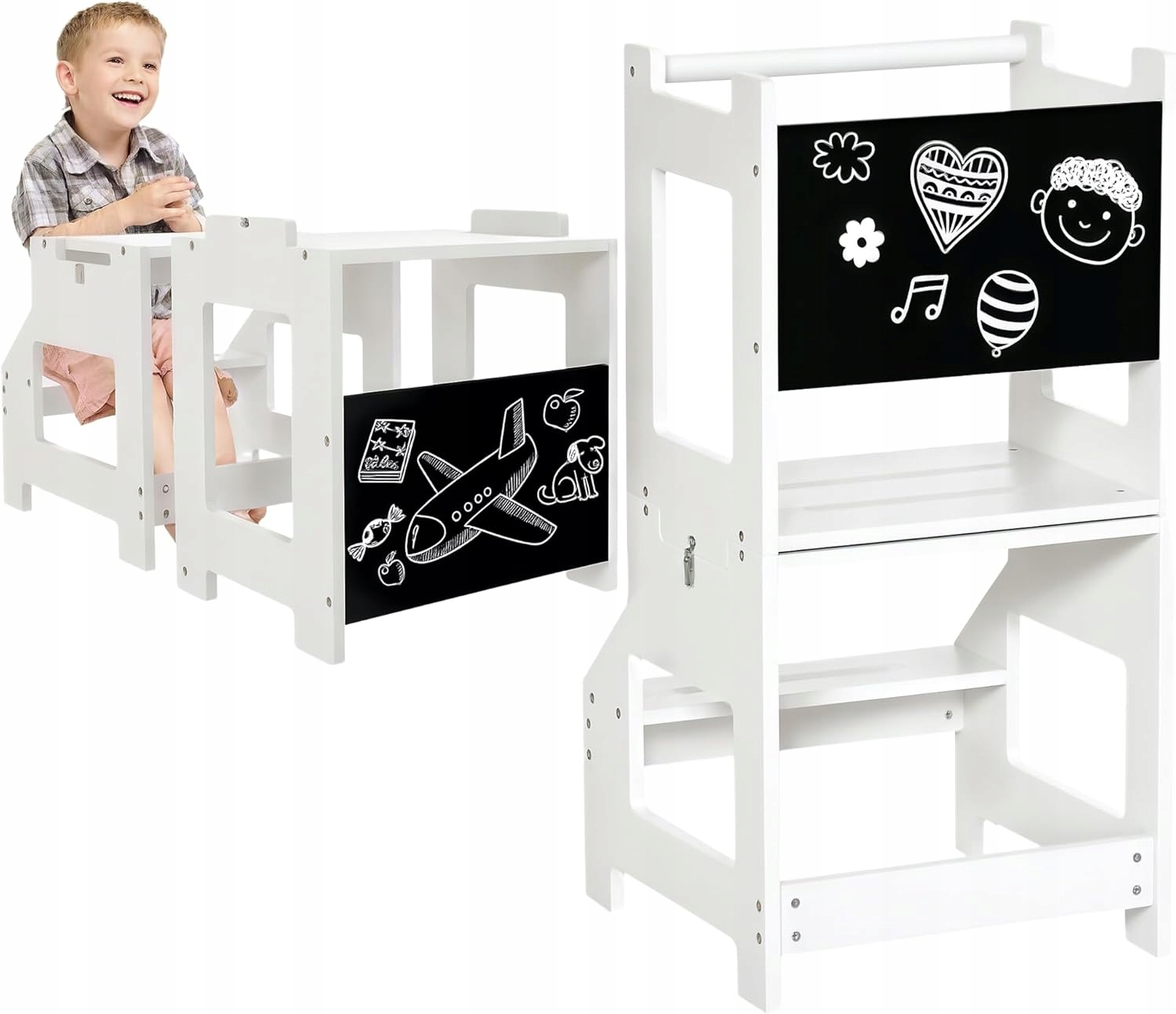 3w1 Kitchen Helper Wieża Montessori dla Dziecka Stolik Tablica