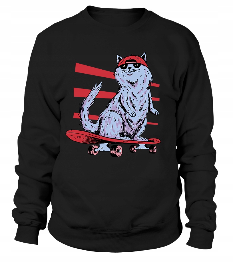 Pánská Mikina Kočka Skater 2XL Černá Pro něj Chlapa Manžela Chlapa