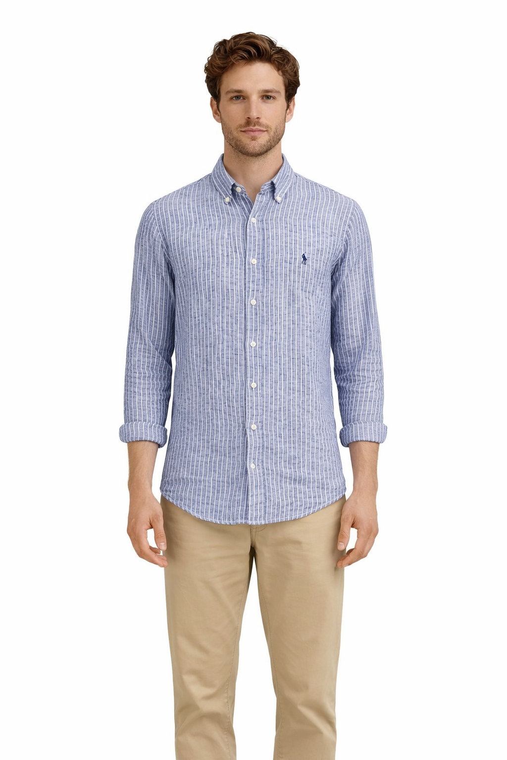 Ralph Lauren Pánská Košile Casual S Bílo-modrou Kostkou, Velikost I3C