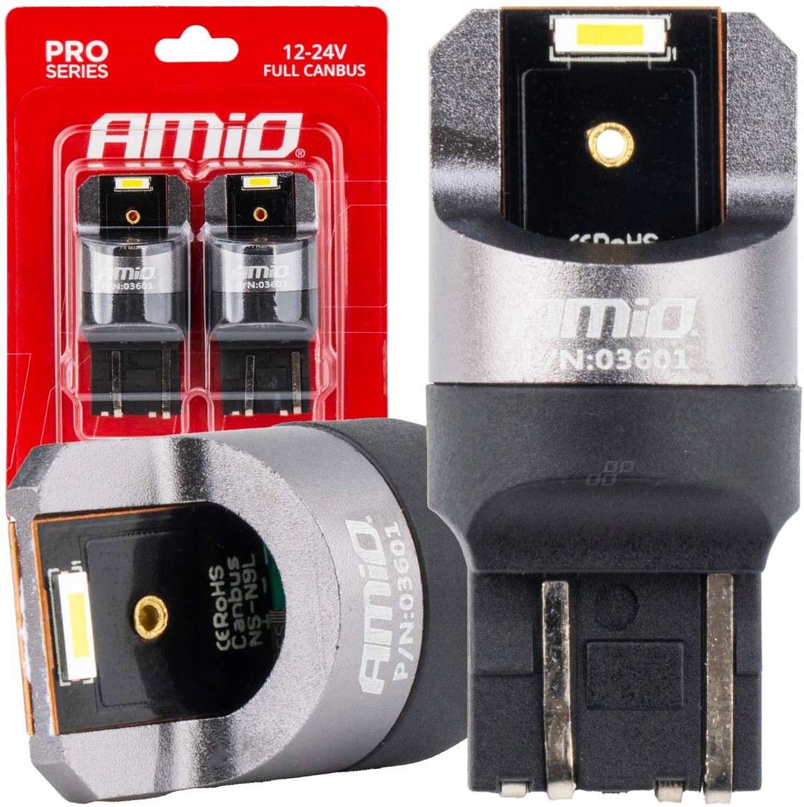 Żarówki Led Full Canbus Pro W21/5W 2x1860 Smd Białe 12V 24V AMIO-03601
