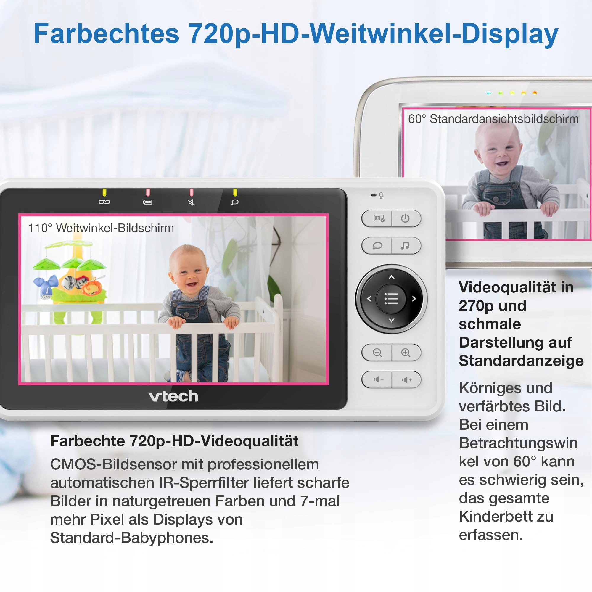 VTECH Monitor Dziecięcy WiFi Kamera 5 Calowy Wyświetlacz HD 1080p — miniatura 4