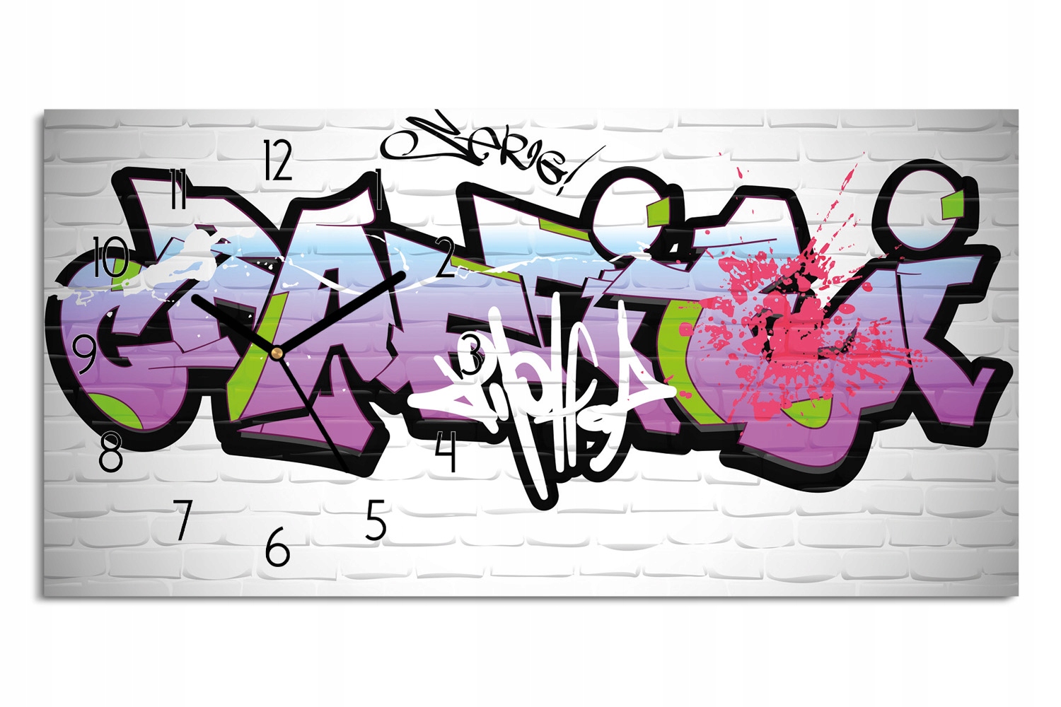 kuchyňské hodiny s obrazem 60x30 Graffiti text zeď