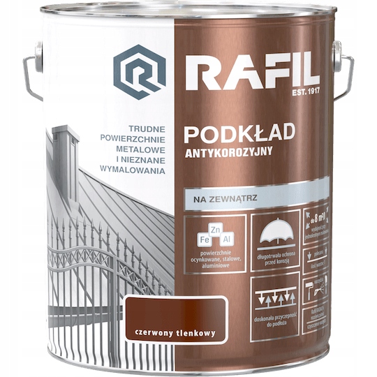 

Rafil Podkład Antykorozyjny 5L Czerwony Tlenk.