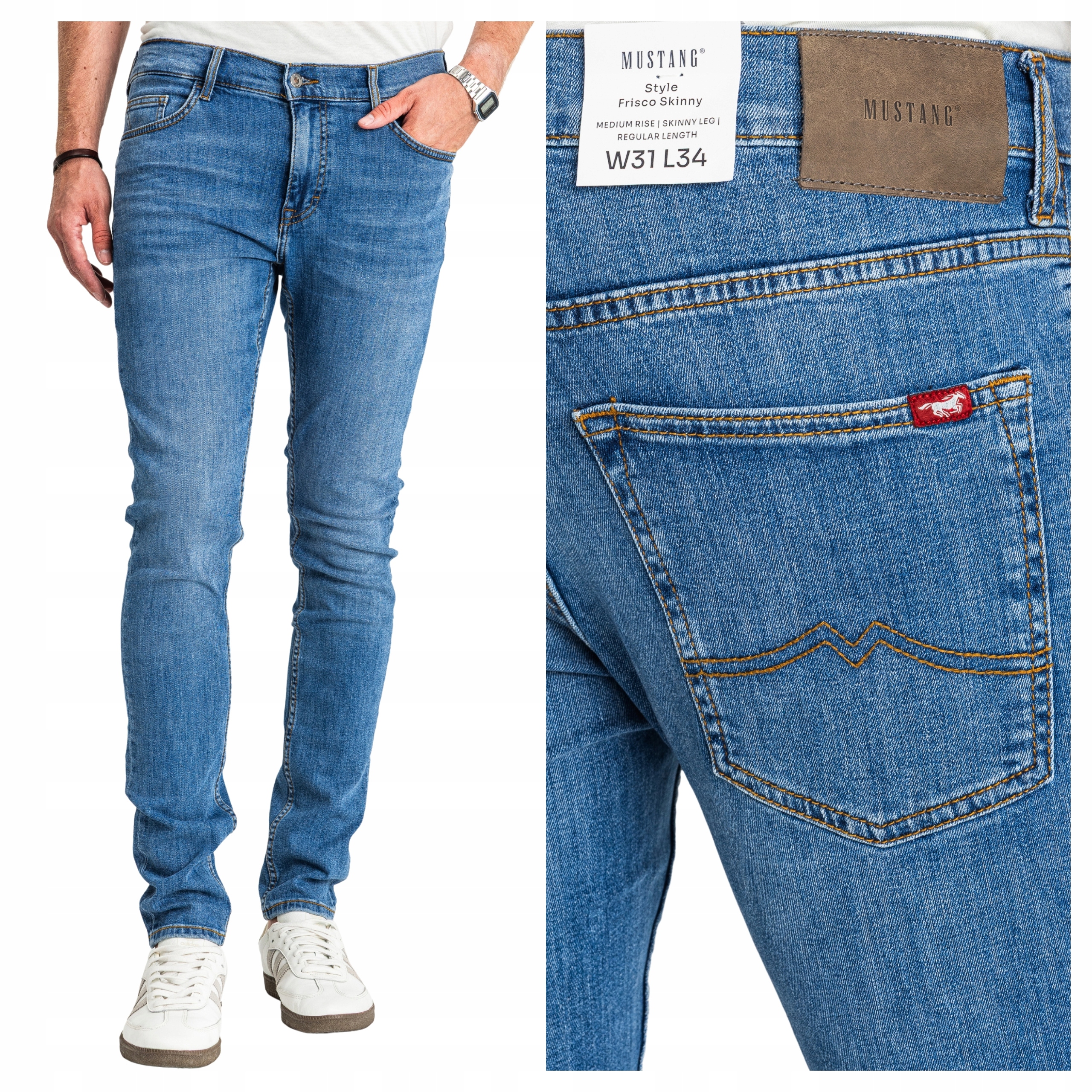 Mustang Frisco Skinny Pánské Džínové kalhoty Pevně padnoucí trubičky W35 L36