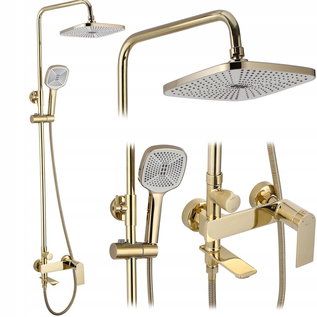 Sprchový set s batériou 150mm Storm zlatá Rea -P9531) /ka/