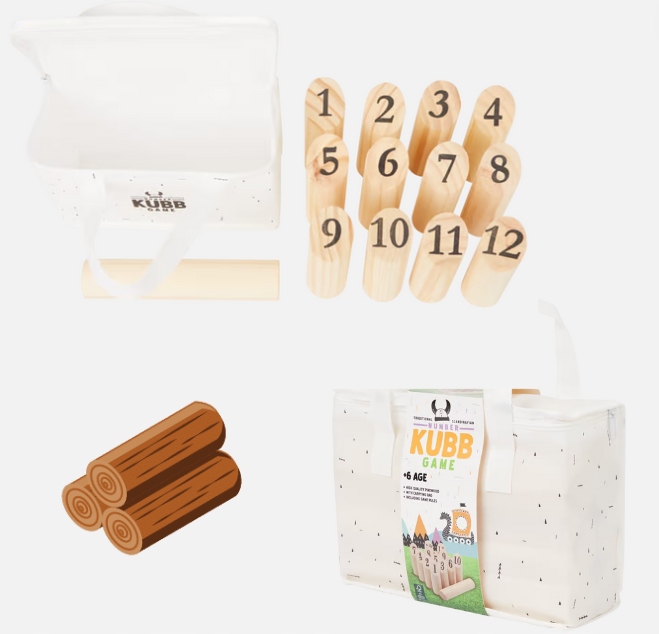 DREWNIANE SKANDYNAWSKIE KRĘGLE GRA SKANDYNAWSKA, TORBA W ZESTAWIE KUBB GAME