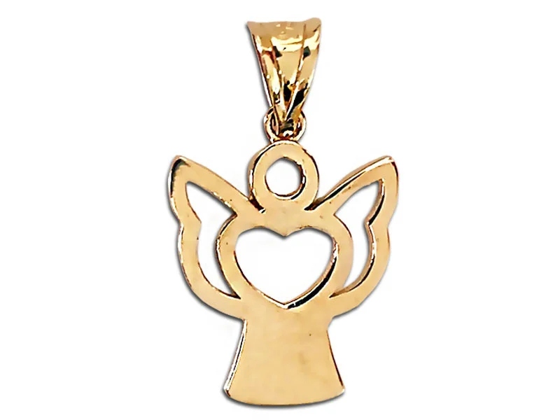 Zlatý přívěsek 585 andílek se srdcem dárek 0,82 g bez kamenů srdce 14kt