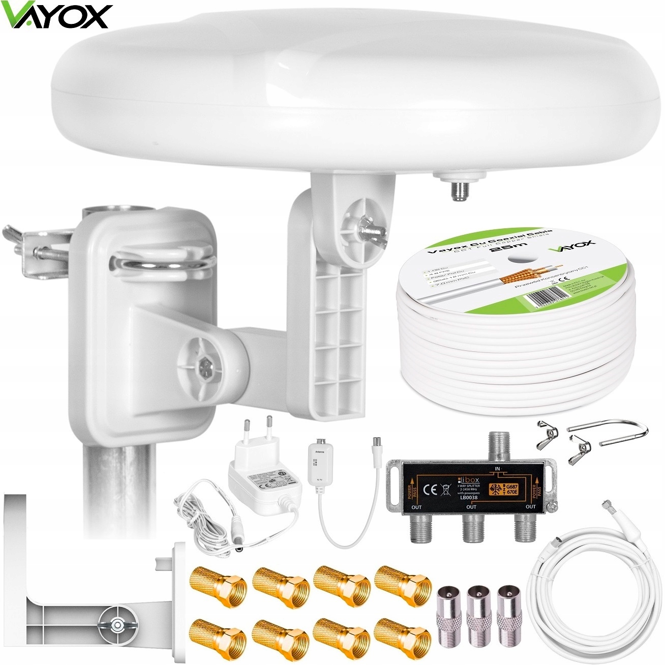 Všesměrová Anténa DVBT2 MUX8 Lte 4K Sada 3TV Vayox