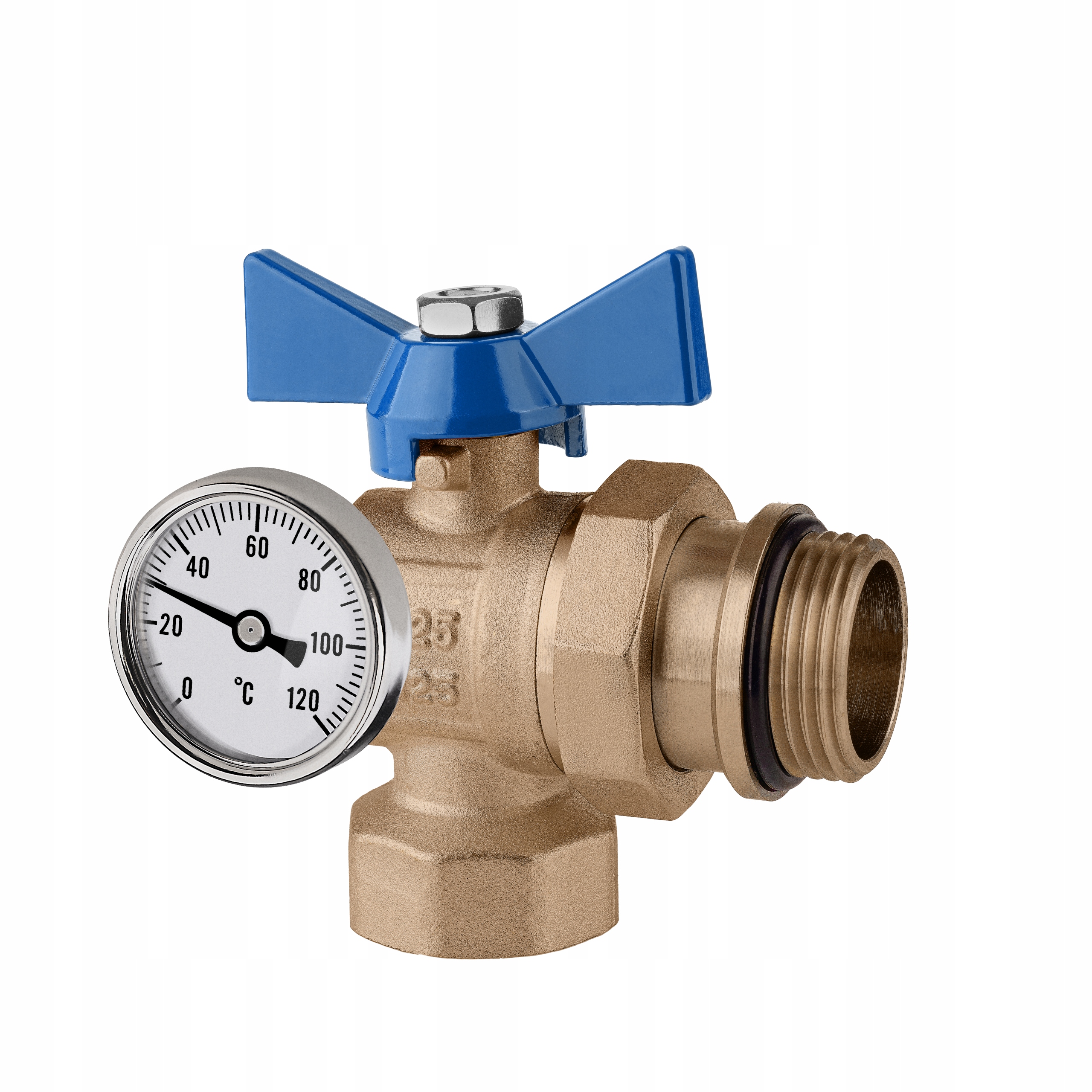 Kulový Kohout Se Šroubením 1'' Cal DN25 S Teploměrem, Modrý