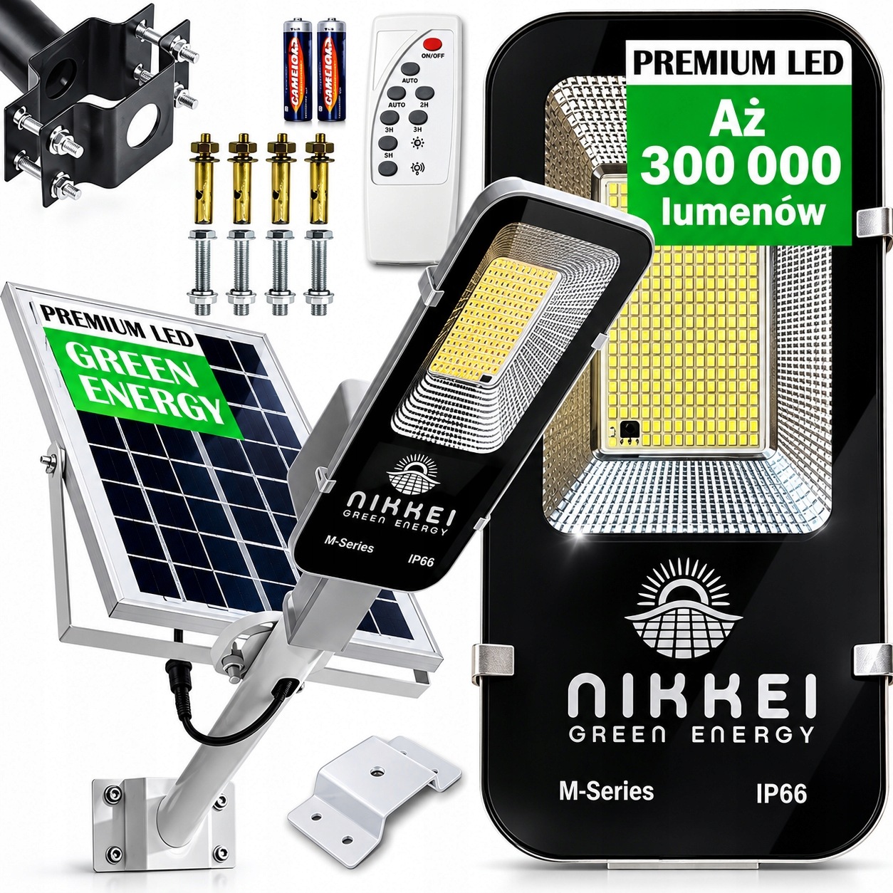 Solární Lampa Led Výkonná Nikkei 1600W senzorem Pohybu Soumraku Pouliční