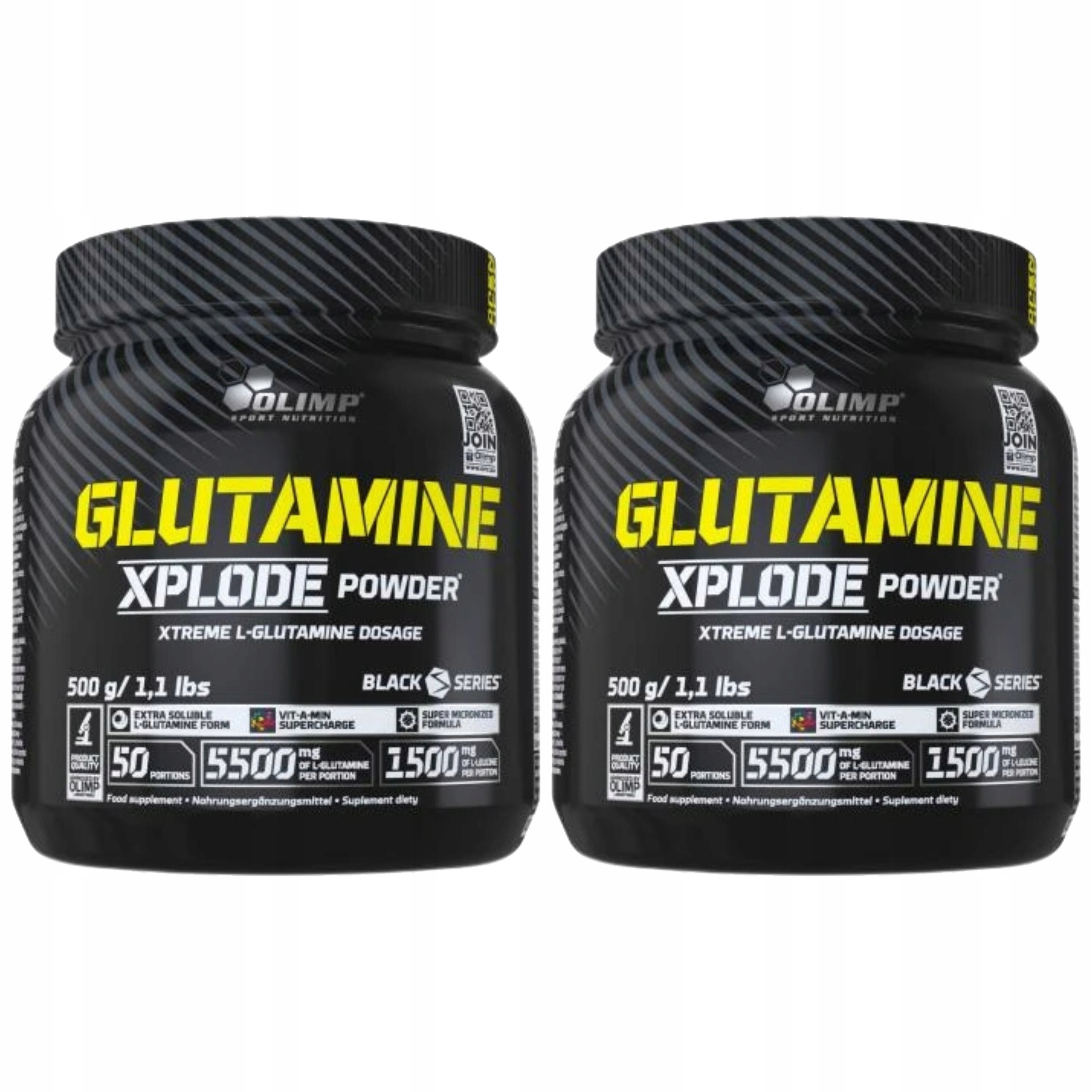 2x Glutamin L-Glutamin Regenerace svalů Anabolismus 500 g Olimp Xplode