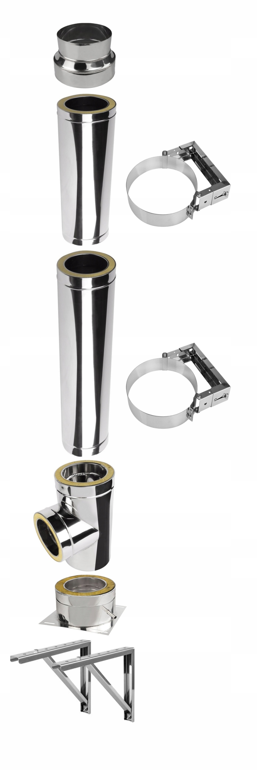 Komin Spalinowy Fi 130/180 Izolowa Inox Wiszący Zewnętrzny 2mb Gr. 0,8MM