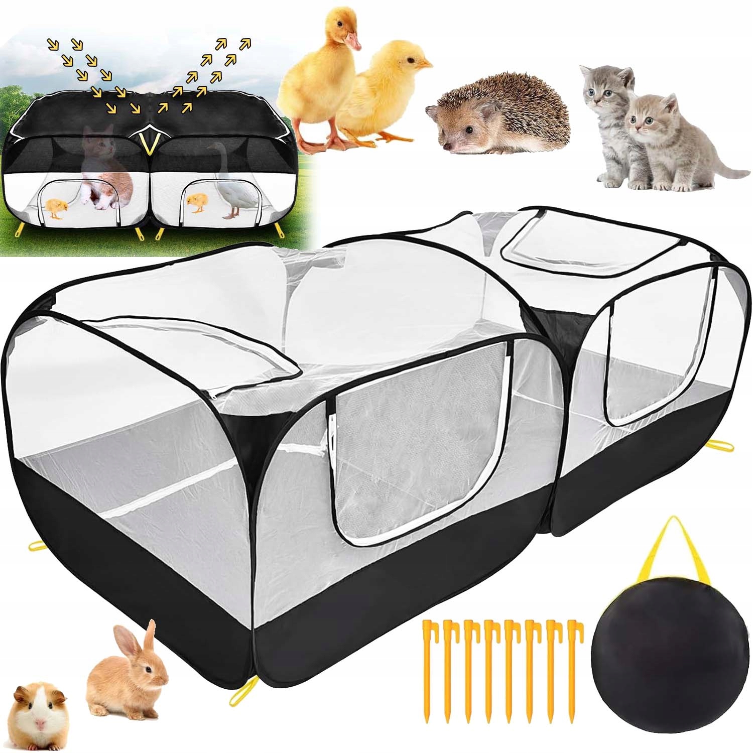 Levně Kotec Pro Zvířata Psa Kočku Králíka Do Domácnosti Skládací Lehká 185*94*64 CM