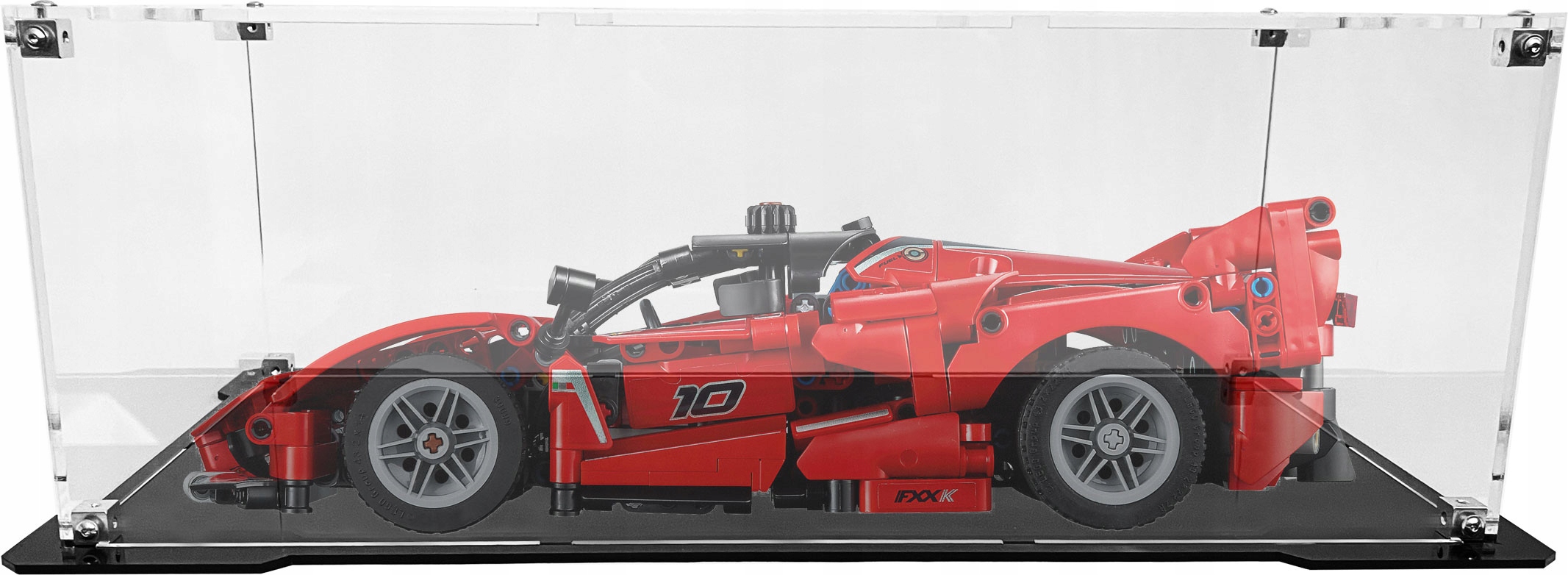 Vitrína s černou základnou pro stavebnici Lego 42212 Technic Ferrari Fxx K