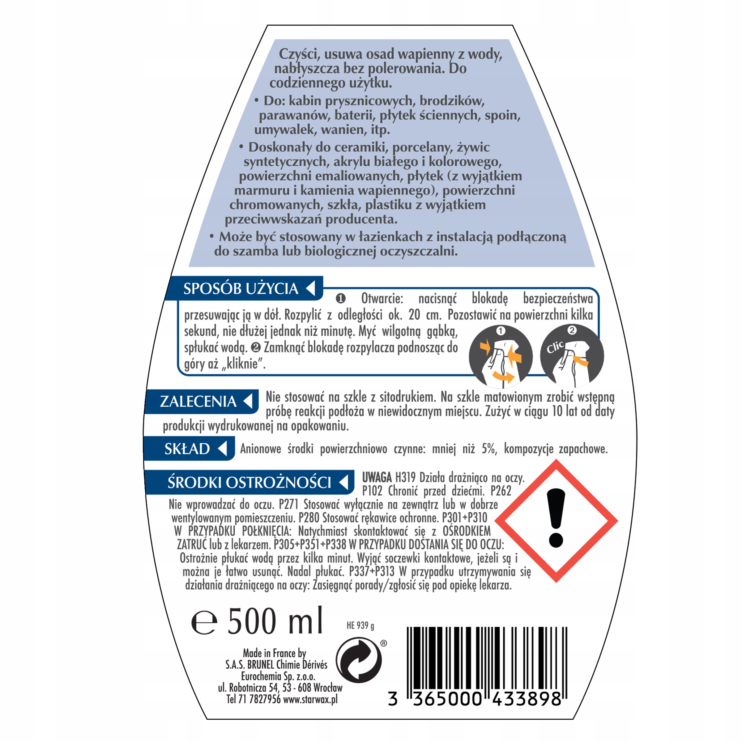 STARWAX KABINA PRYSZNICOWA 500ML 43389 Marka Starwax