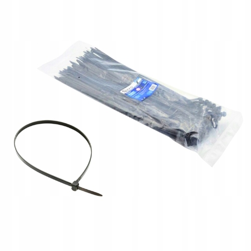 Opaski zaciskowe czarne 300x4,8 mm 100 szt nylonowe trytytki