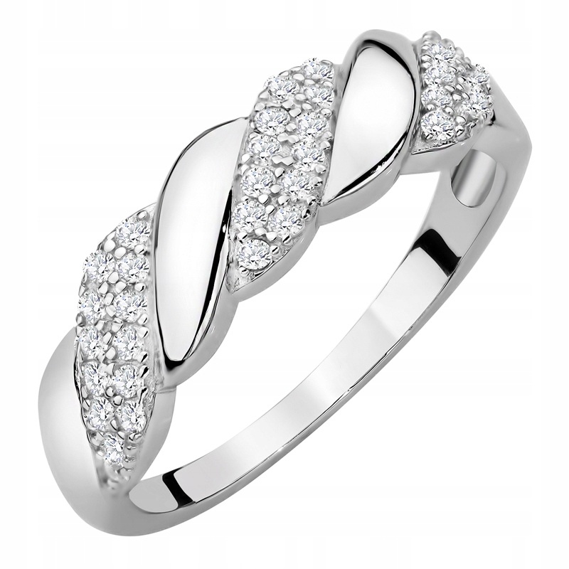 Srebrny Pierścionek Obrączka 925 z Cyrkoniami r.12