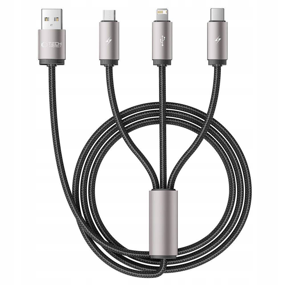 Kabel Usb 3w1 Tech-Protect 3.5A 1m Szary