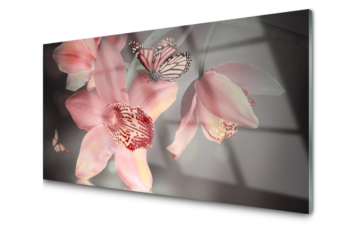 Skleněný panel dekor Květiny 120x60 Lepidlo