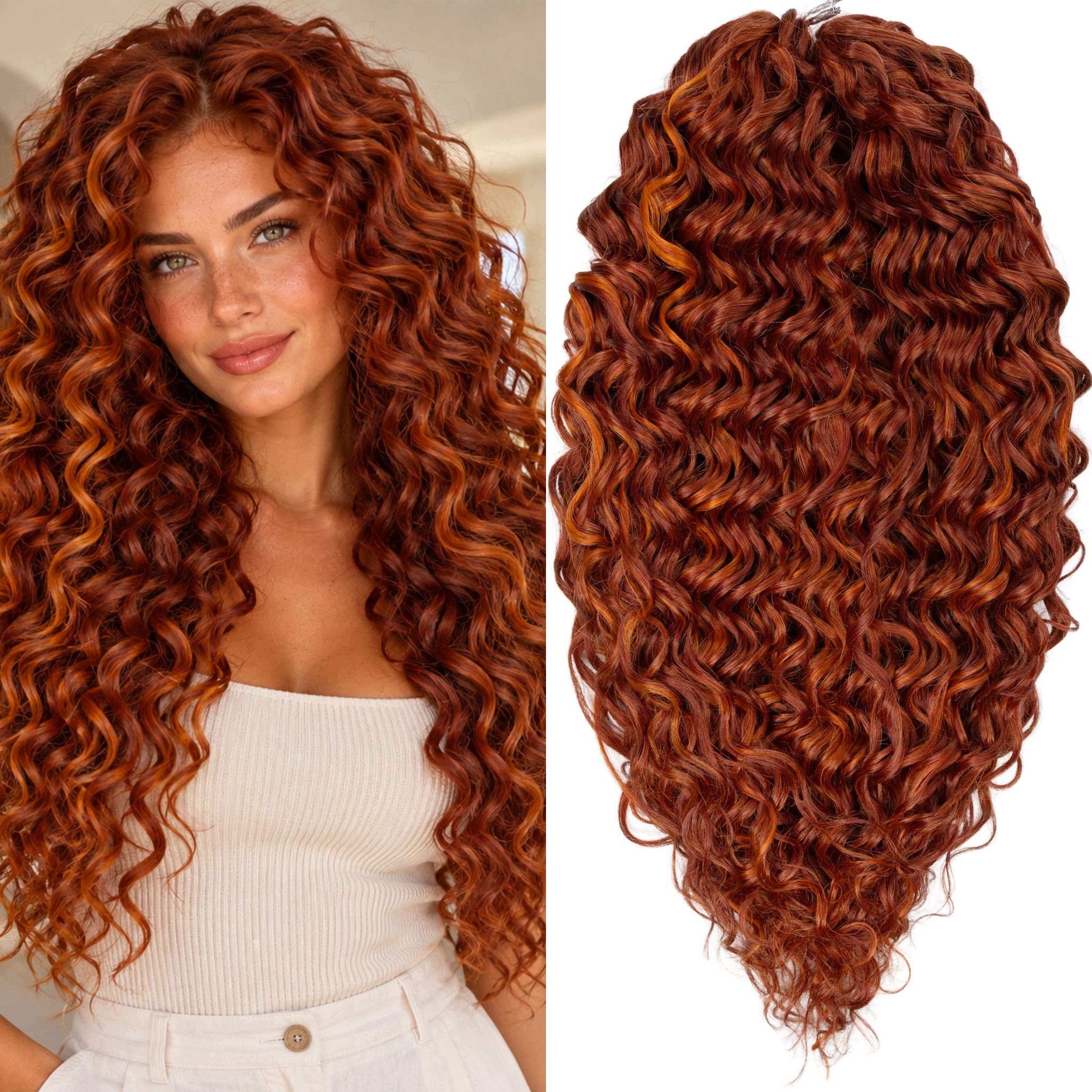 Włosy syntetyczne Afroloki Jessica Pro 50cm 300g miedziany brąz rude pasma