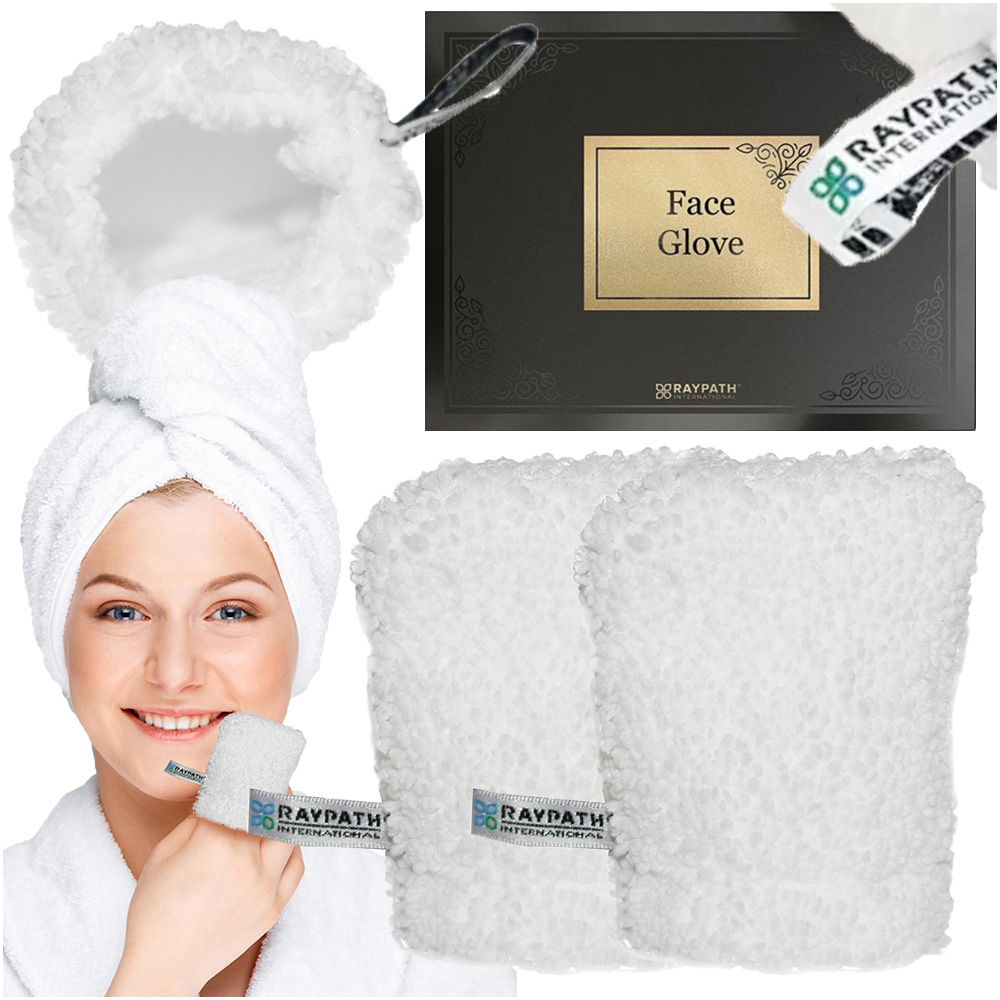 Set 2x Měkká rukavice na čištění obličeje Raypath Face Glove pro odličování obličeje