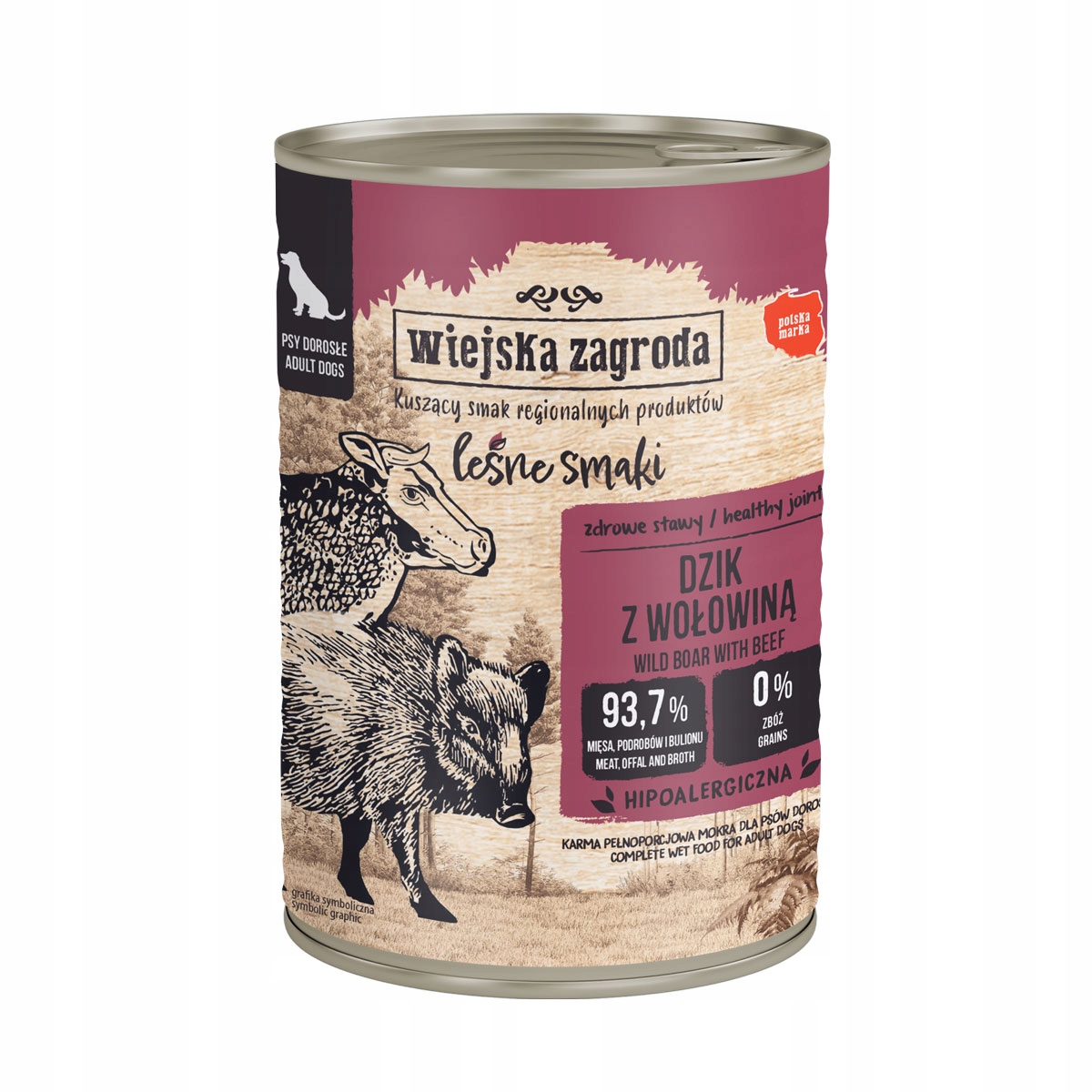 Wiejska Zagroda Vlhké krmivo pro psy Adult Wild Hovězí 24x400g