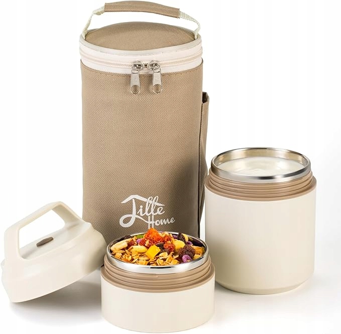 Lunch Box Termiczny 2 Komory poziomowy Stal Nierdzewna Pojemnik 600ml G35,2