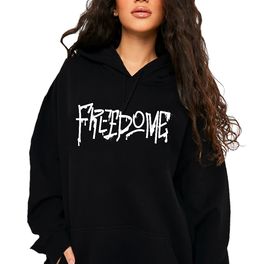 Fredome Černá bavlněná mikina s Mikina S Kapucí módní Dárek Vel L