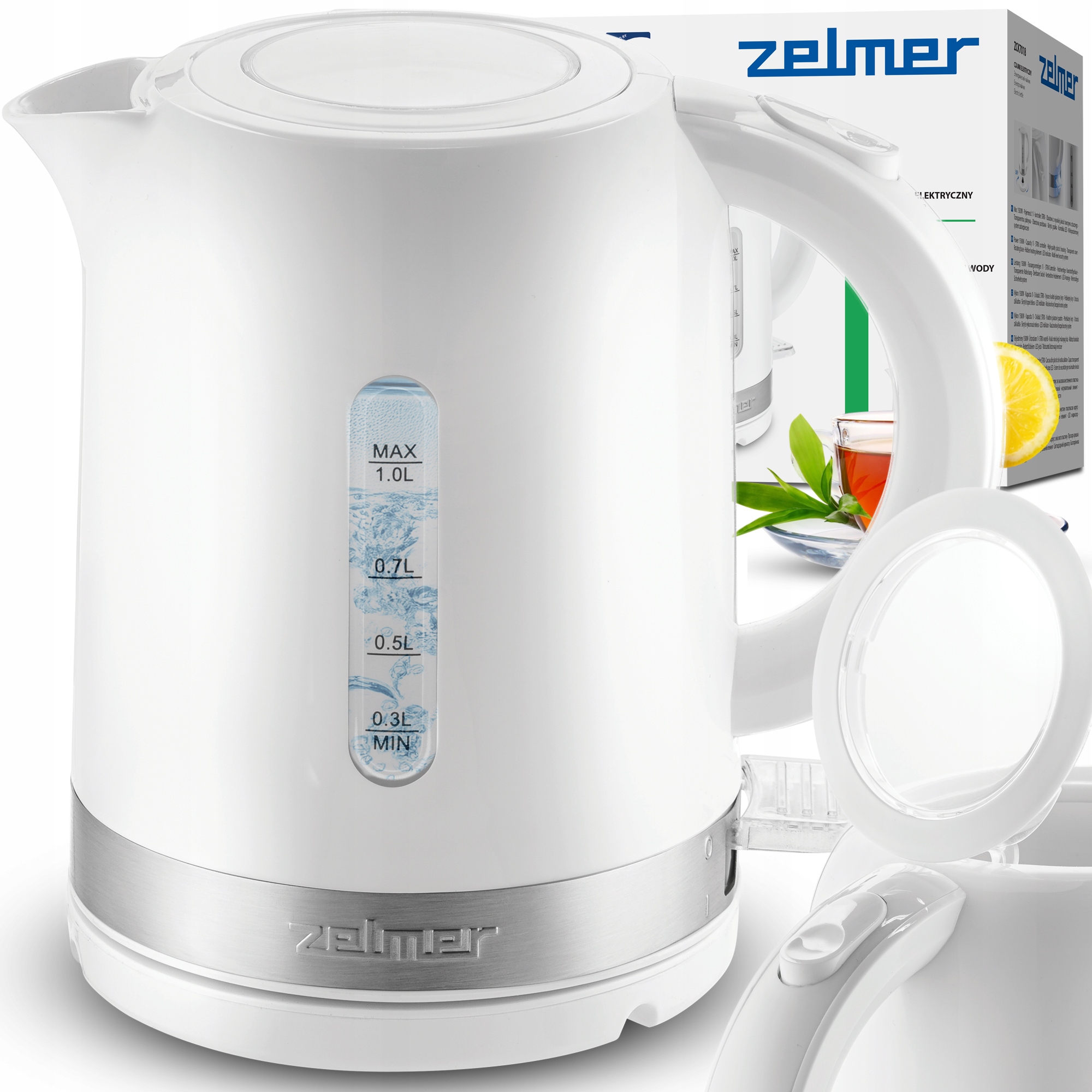 Czajnik Elektryczny Zelmer Bezprzewodowy Strix 360° Filtr Osadów 1L 1500W