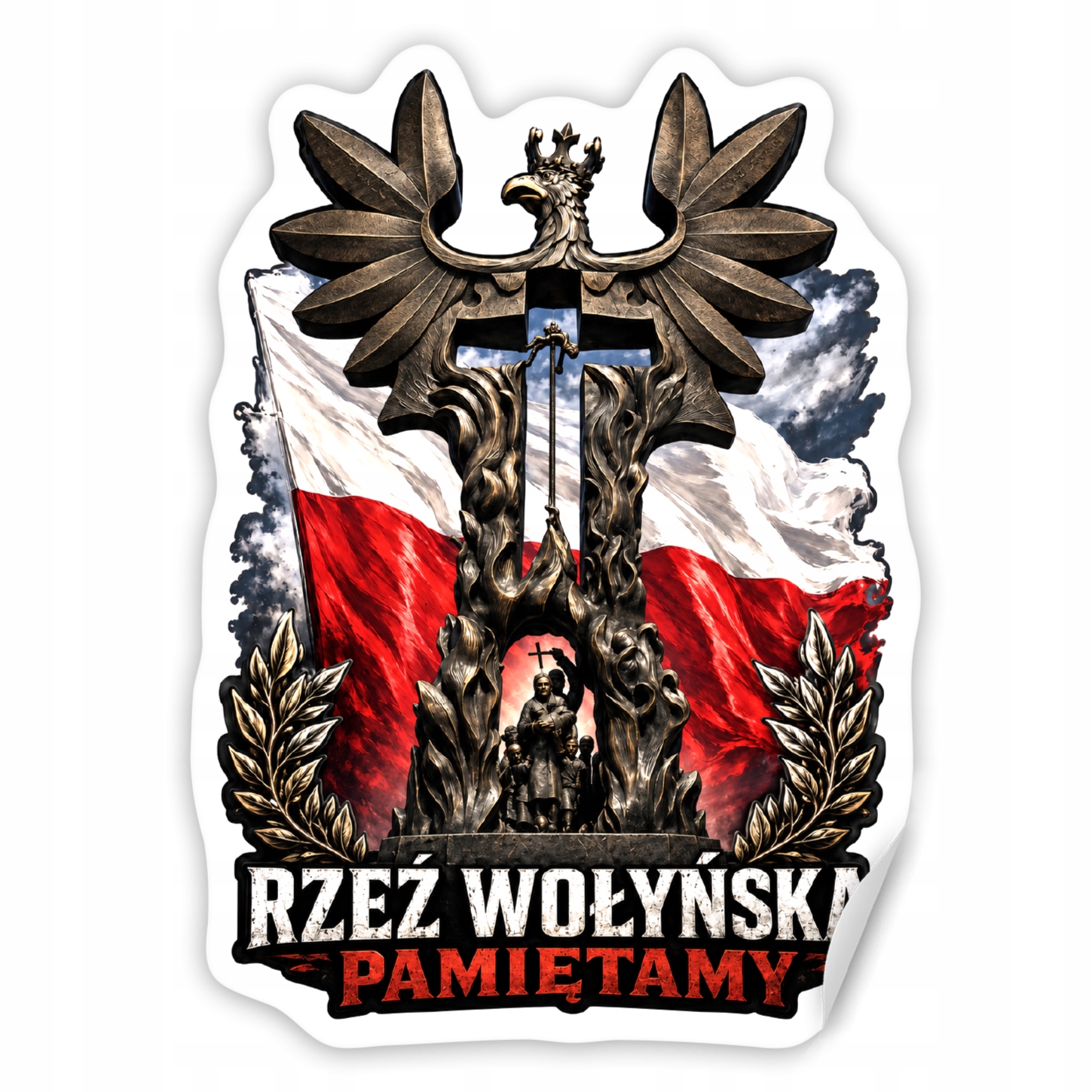 15 cm Naklejka Rzeź Wołyńska Pamiętamy samochód auto szybę Wołyń 1943 43