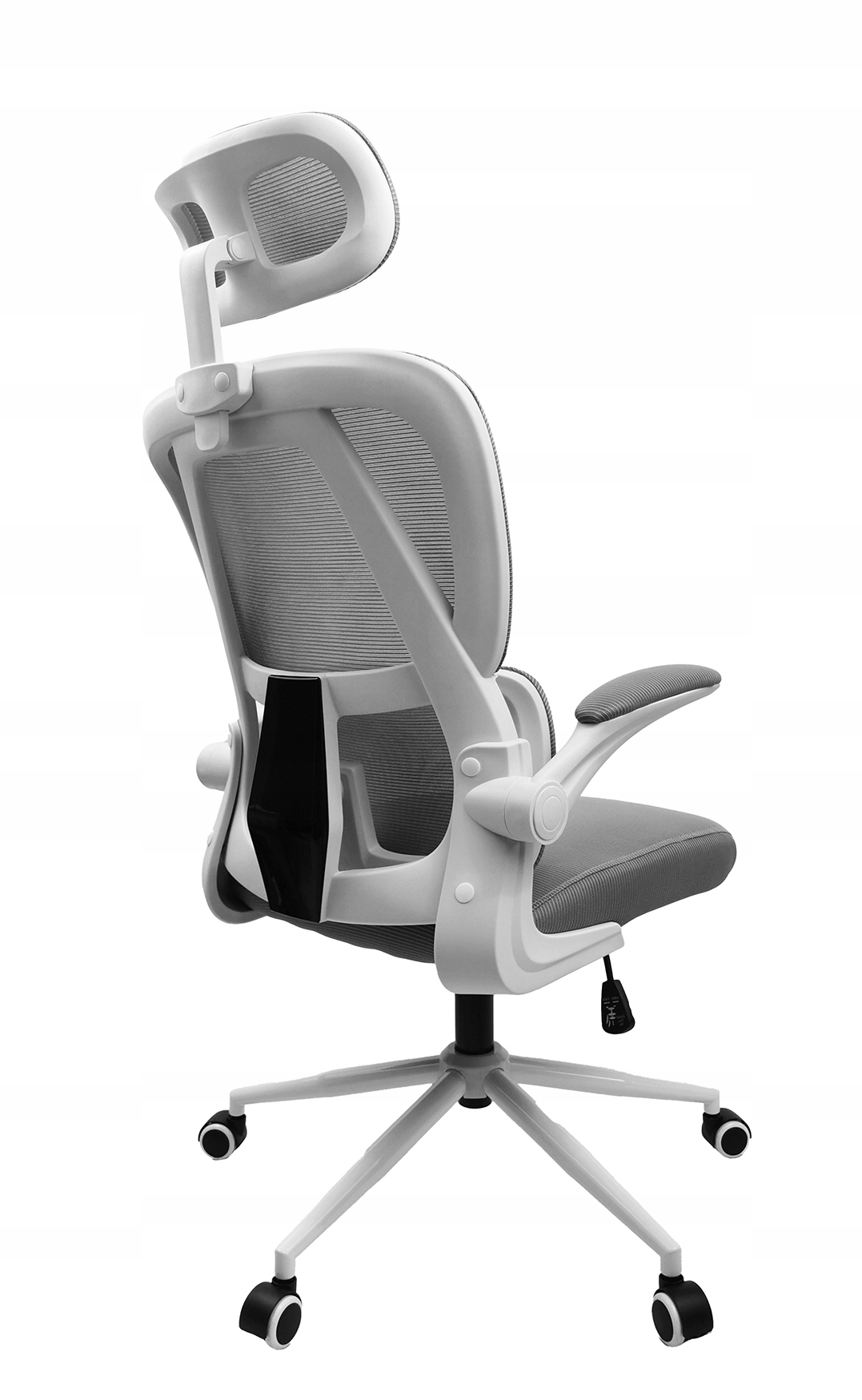 FOTEL BIUROWY ERGONOMICZNY OBROTOWY KRZESŁO REGULOWANE WYGODNE ŁADNY SZARY Wysokość mebla 127 cm