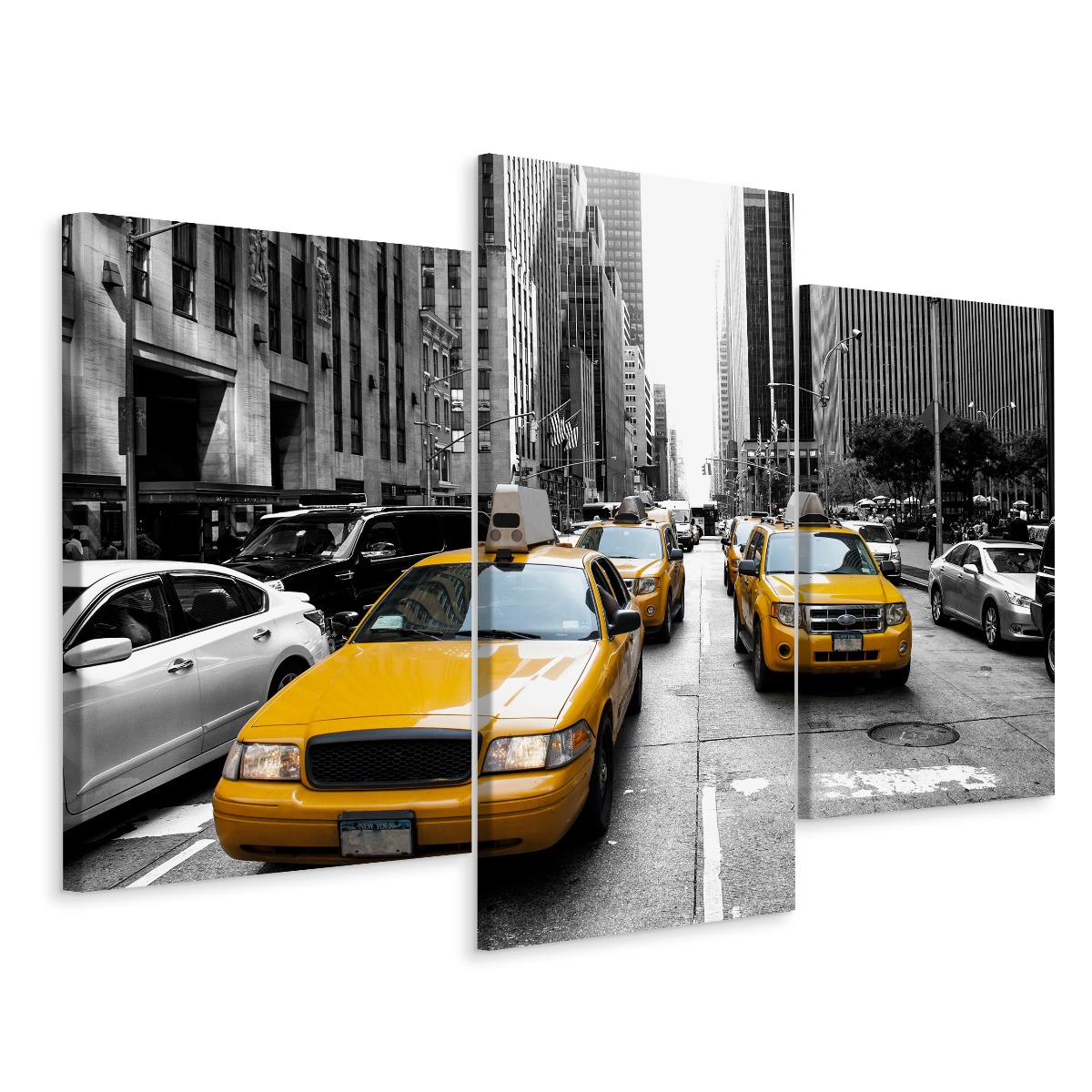 

Obraz Czarno-Biały Tryptyk Yellow Taxi 3D 90x60