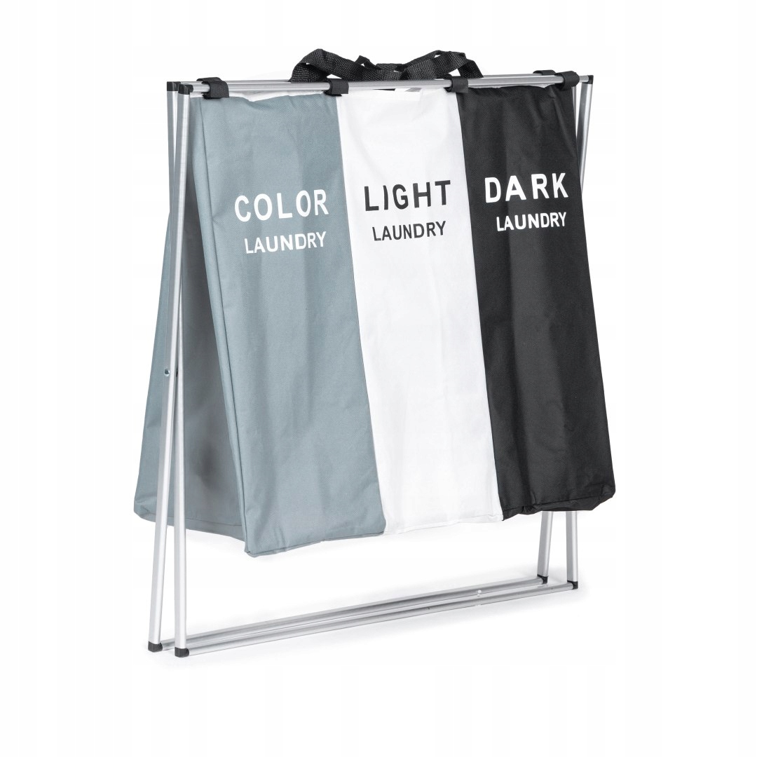 Kosz do segregacji prania 3 materiałowe kosze aluminiowa konstrukcja Pojemność 135 l