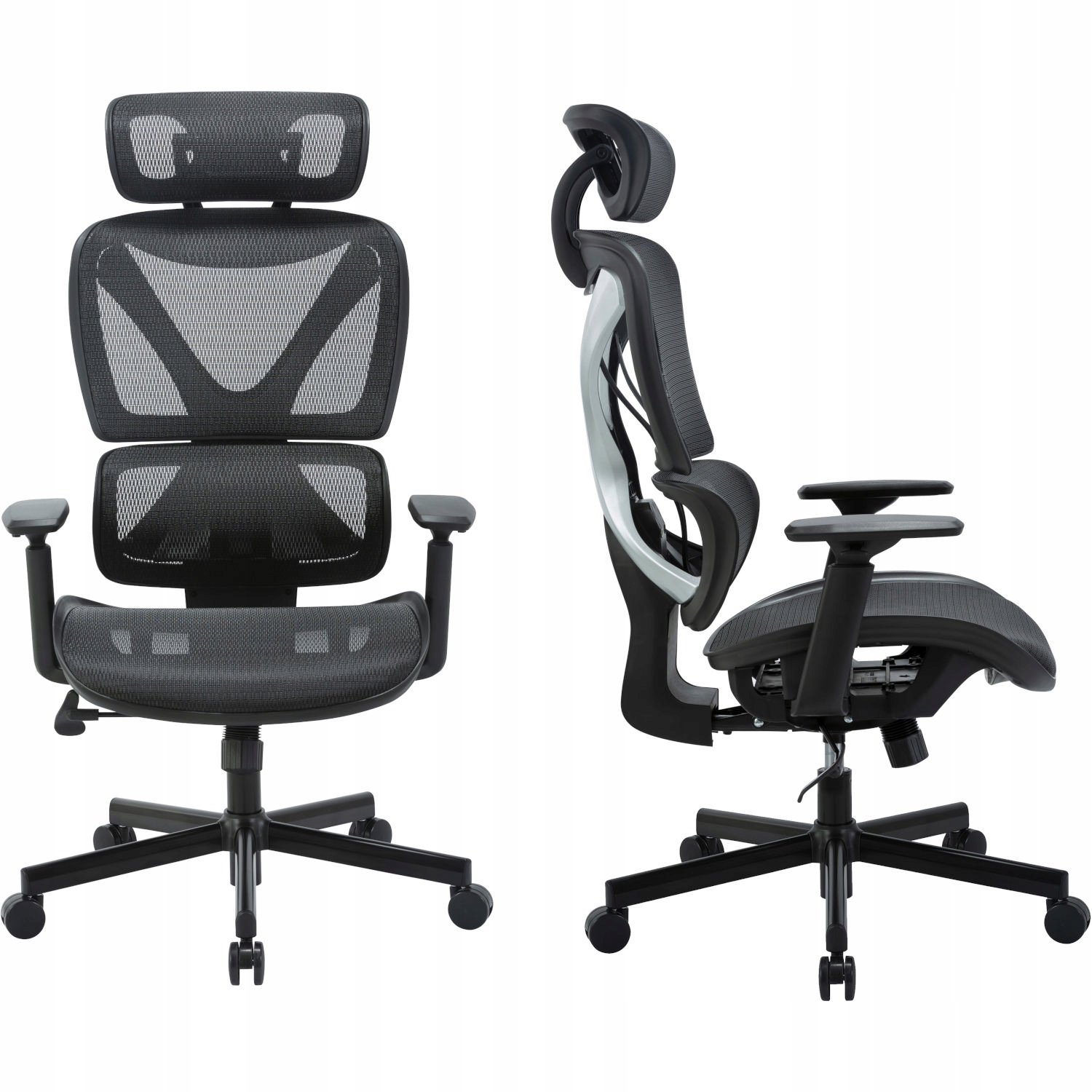 Fotel Biurowy Ergonomiczny Mesh Zagłówek 2D Podłokietniki 3D 130 Kg