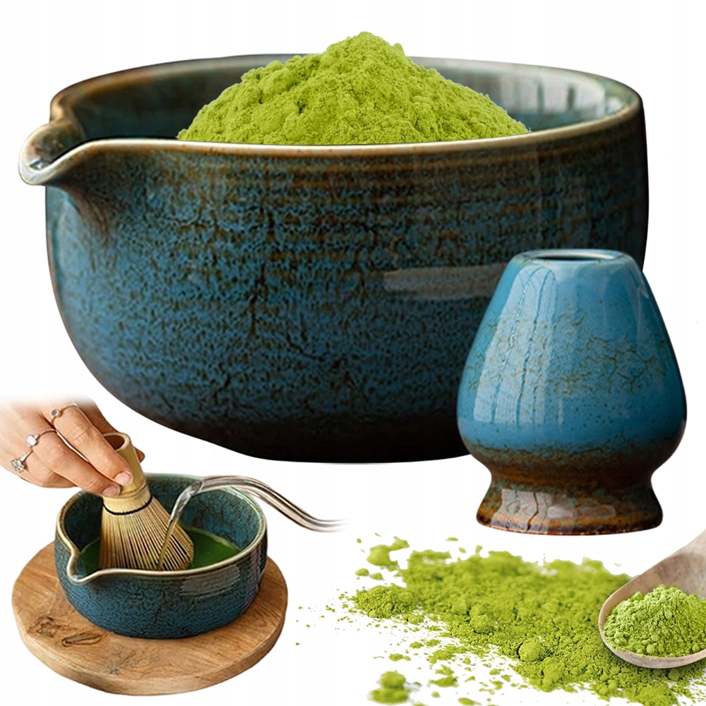 Sada Na Přípravu Čaje Matcha Miska Stojan Na Chasen Modrá