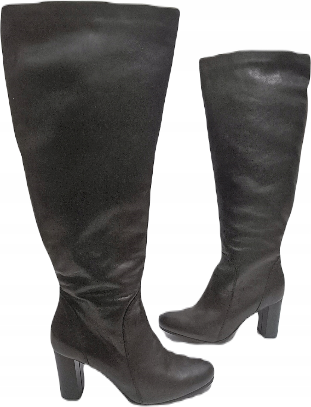 dlouhé Kozačky na podpatku Oleksy 2027 Černé r39