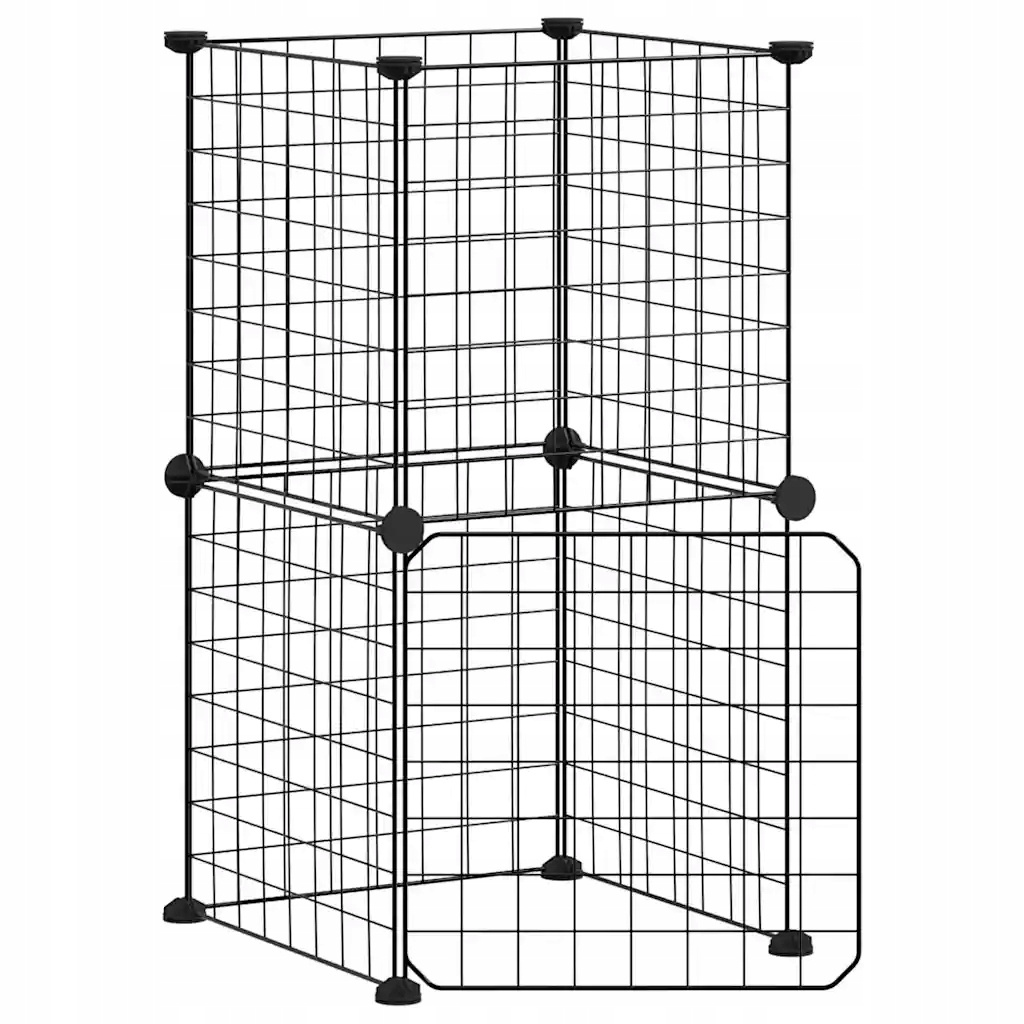 Levně vidaXL Klec pro zvířata s brankou, 8 panelů, černá, 35x35 cm, ocel