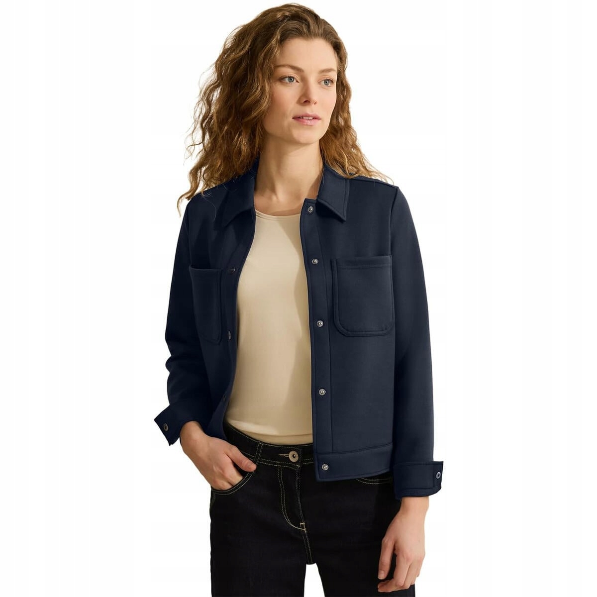 Cecil Tmavě Modrá Košilová Bunda S Kapsou A Knoflíky XXL 6EA