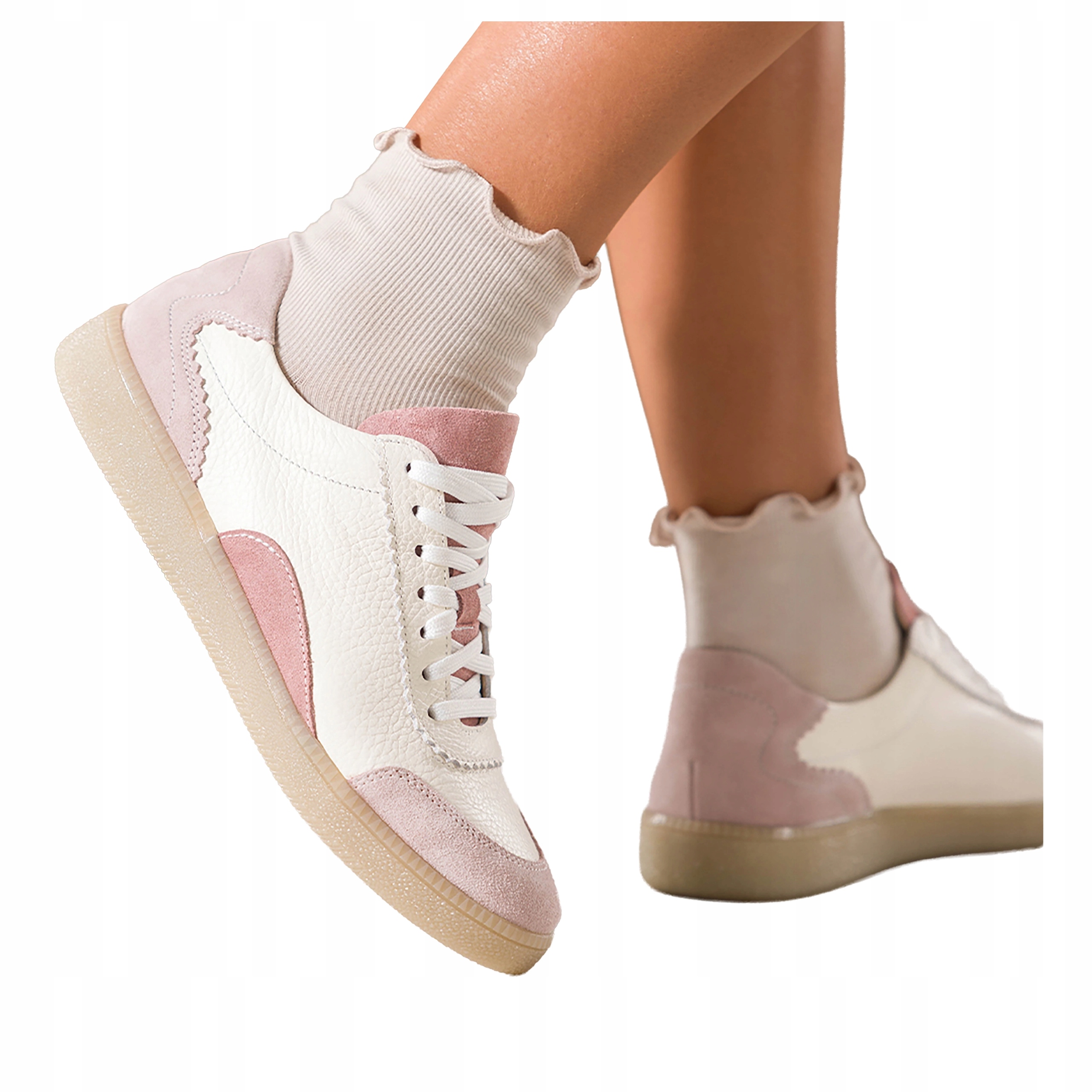 Bílé Tenisky Dámské Modne Sportovní Šněrovací Elastické Kožené vel. 38