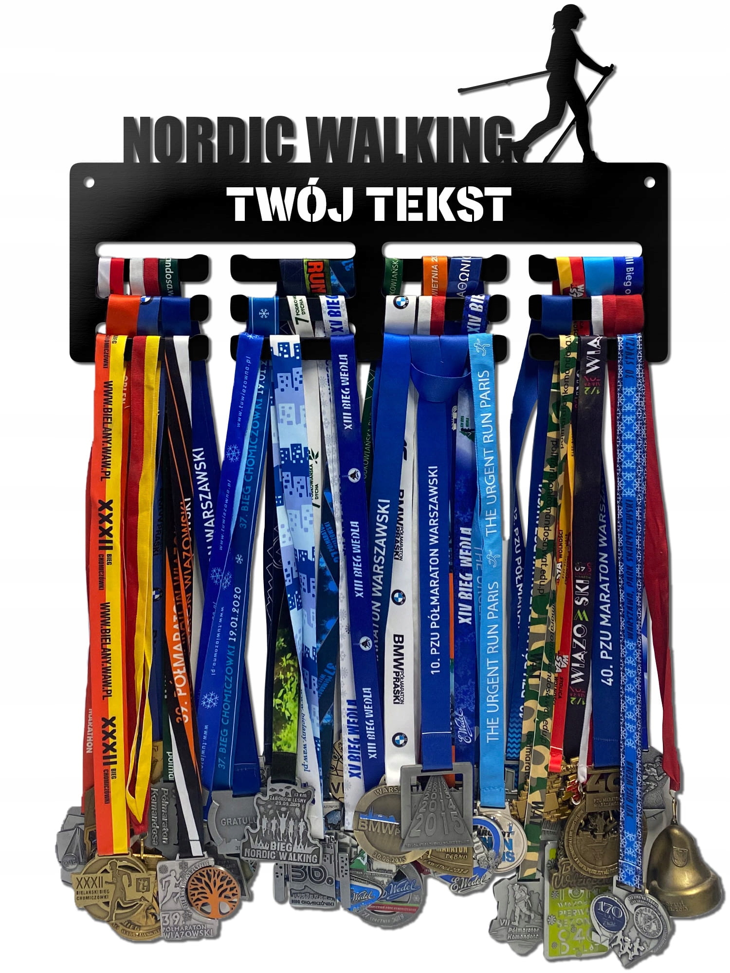 Wieszak na medale Nordic Walking twoje imię dowolny tekst 235.1