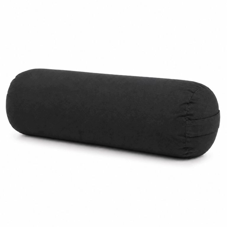Jógový bolster, černý válec 60 × 20 cm, bavlněný potah