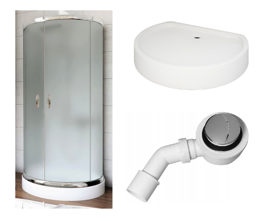 Kabina Prysznicowa Przyścienna 100x80x205 Mrożone Szkło Powłoka Easy Clean