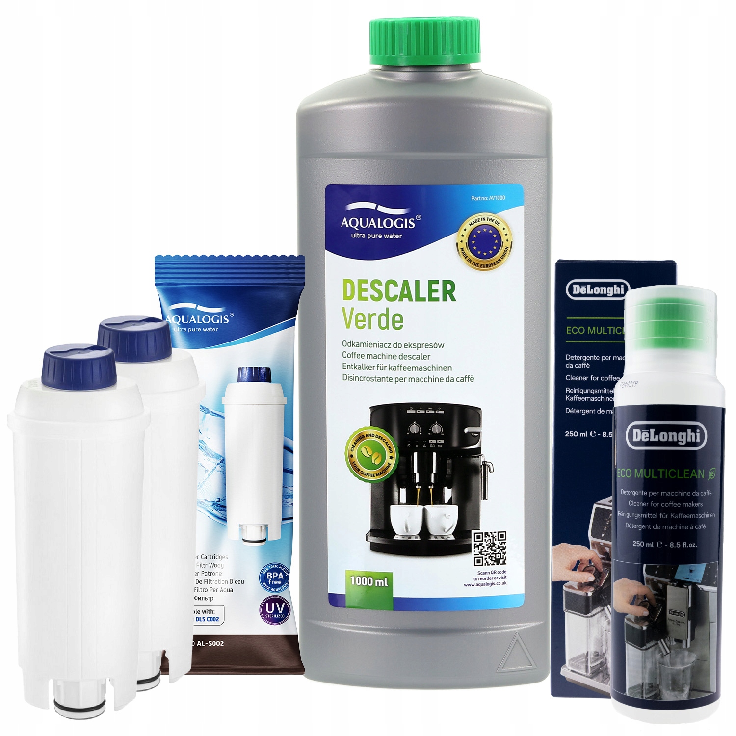 2x Filtr do kávovaru Delonghi AL-S002 3013 250 ml Odvápňovač 1 l