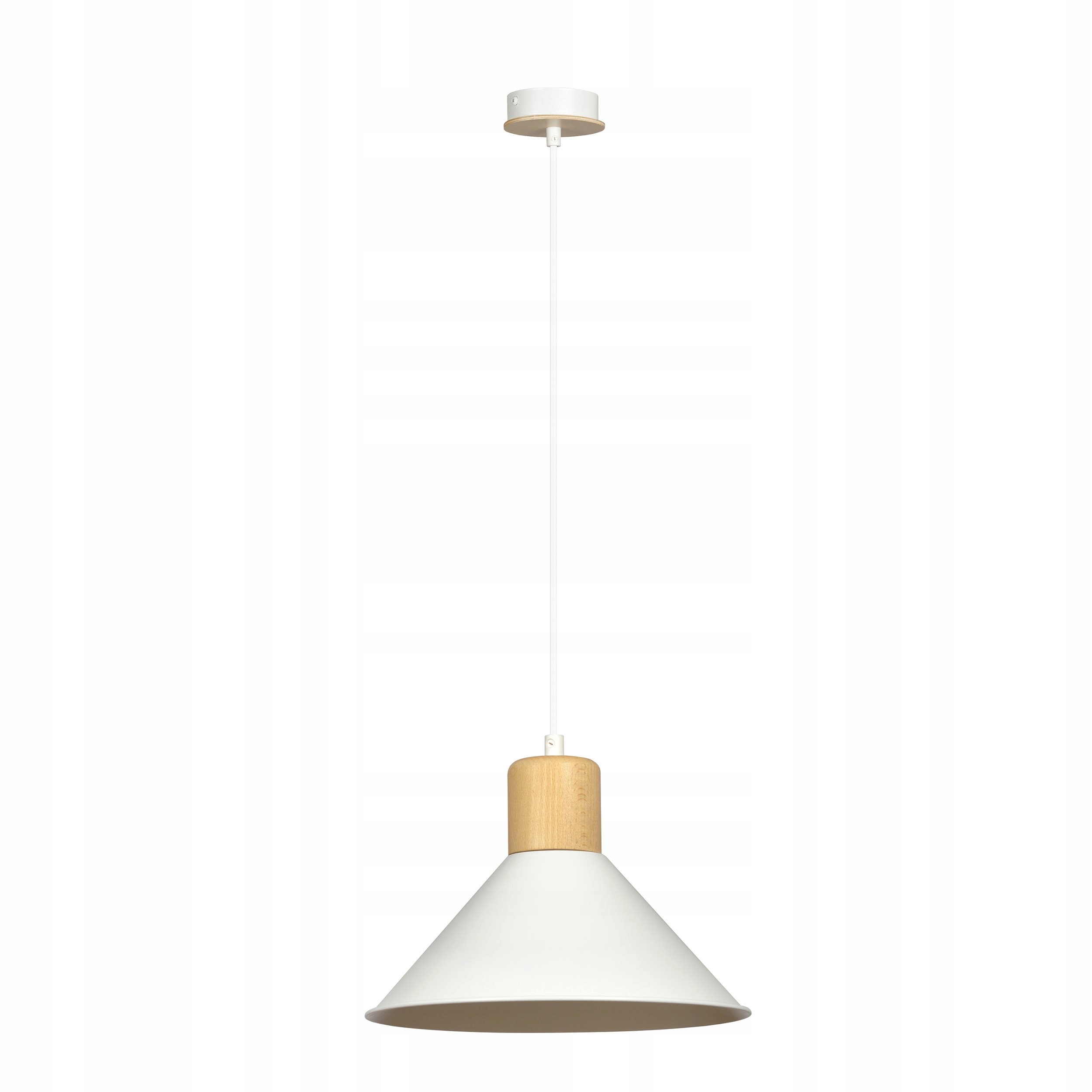 Závěsná stropní lampa Rowen, bílá, skandinávské dřevo nad ostrovem
