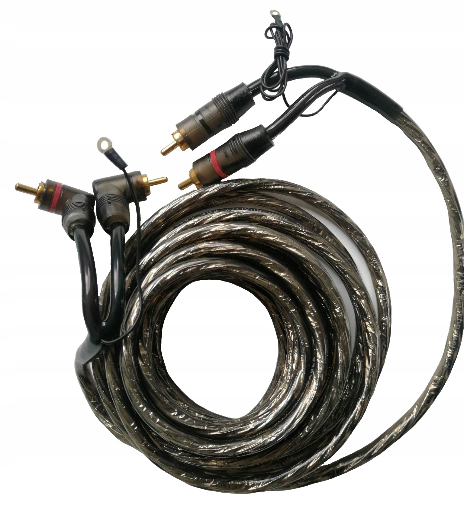 

Kabel Audio z żyłą sterującą przewód 2RCA kąt/pro
