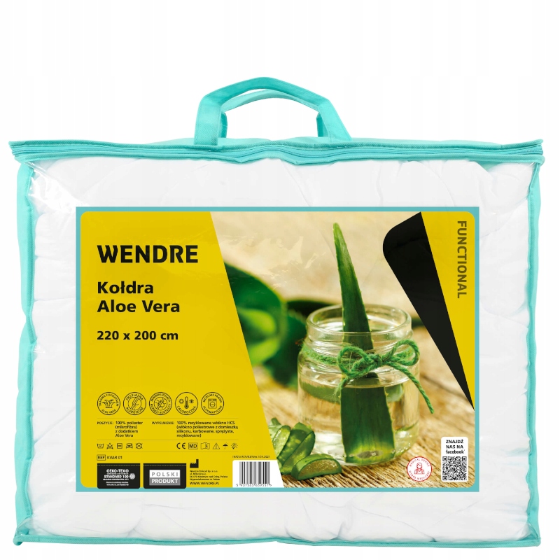 ANTYALERGICZNA KOŁDRA 220x200 + PODUSZKA 70x80 Szerokość produktu 220 cm