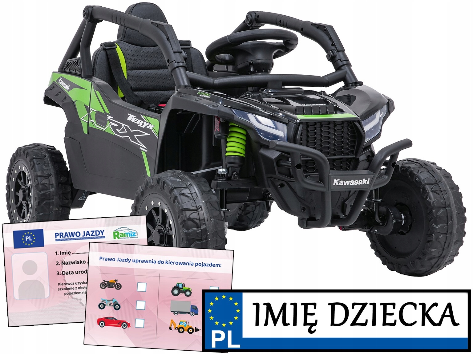 Auto Dla Dzieci na akumulator Buggy Kawasaki Teryx KRX1000 tablica imienna