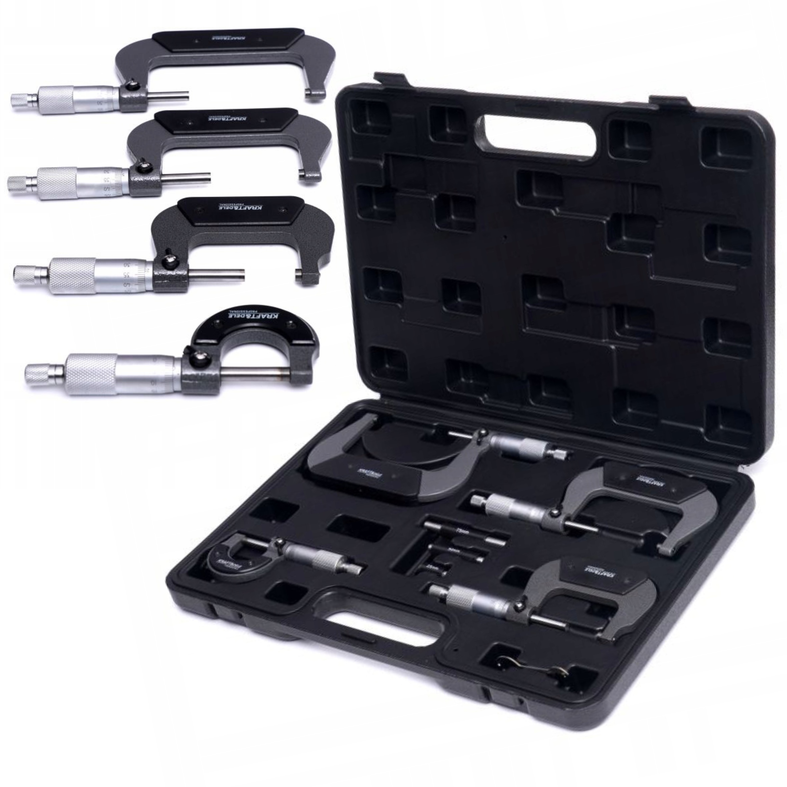 Komplet Mikroměrů Vnější Mikrometr Noniusový 4KUSŮ 0-100 mm KD10443