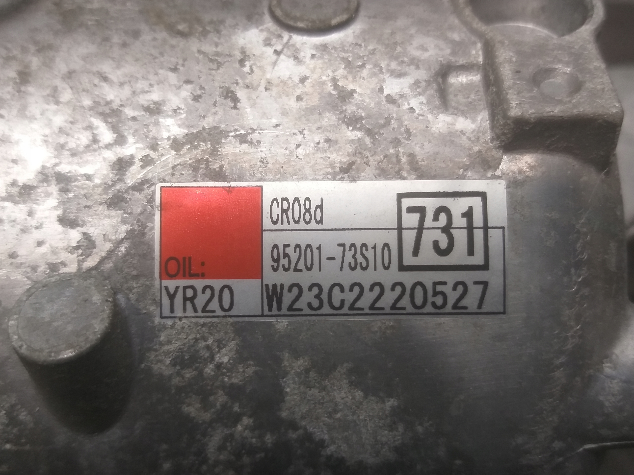 compressor; of the air conditioning pump compressor SUZUKI IGNIS III 3 95201-73S10